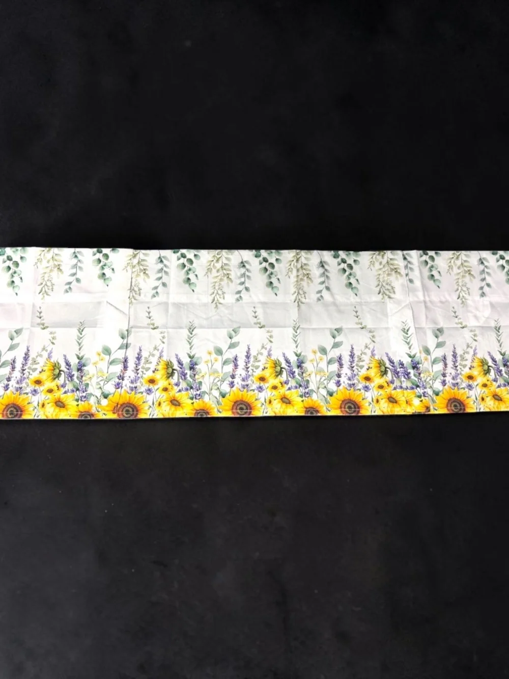 NWOT Sunflower Lavender Eucalyptus Farmhouse Window Valance 42x12